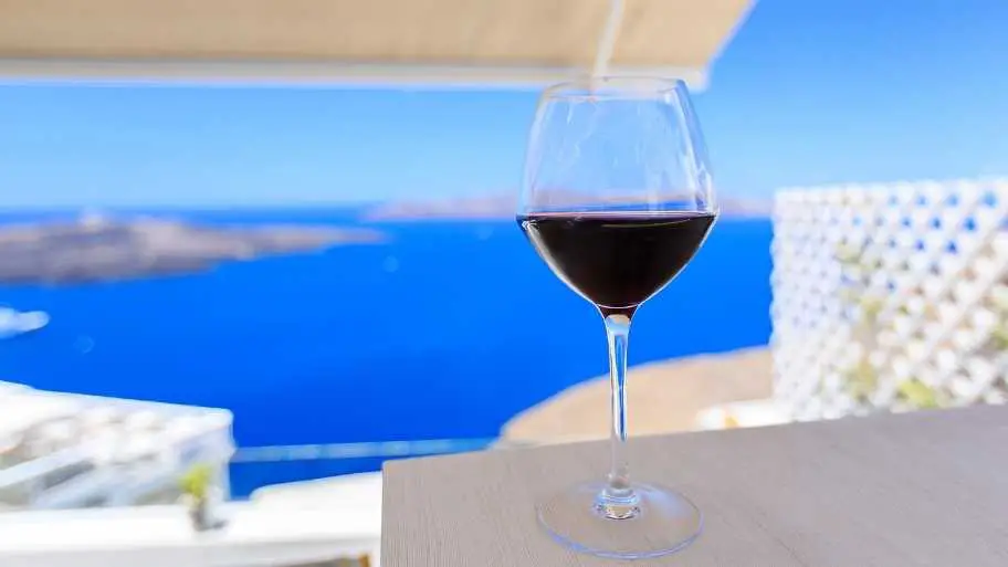 A glass of wine in Santorini