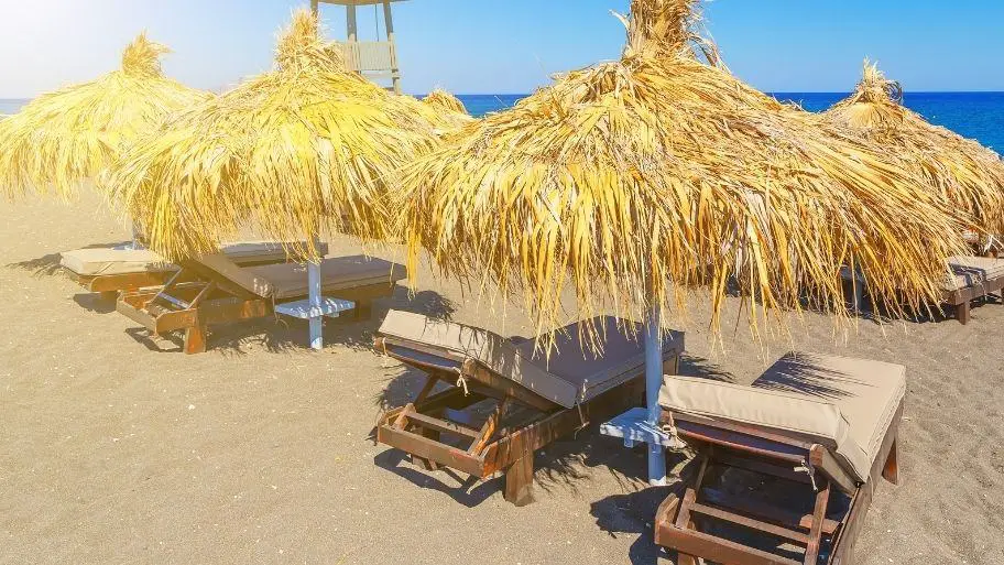 A sunny day at the beach in Santorini