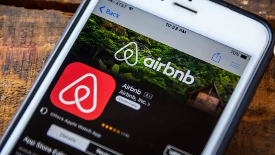 Airbnb logo on phone